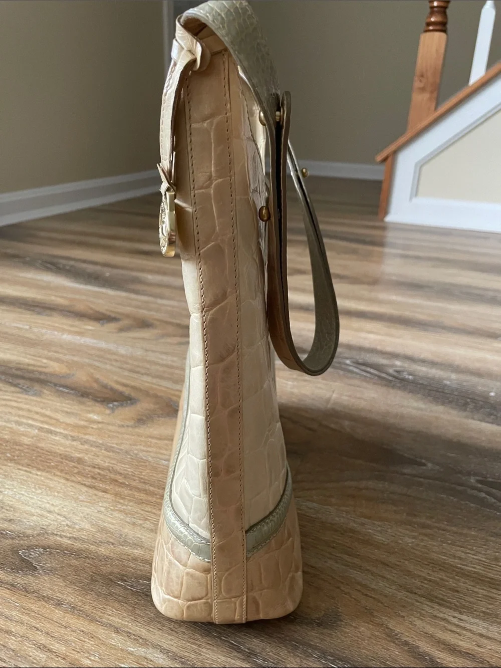 Brahmin Kendall Tri Color Cream Hobo Shoulder Bag